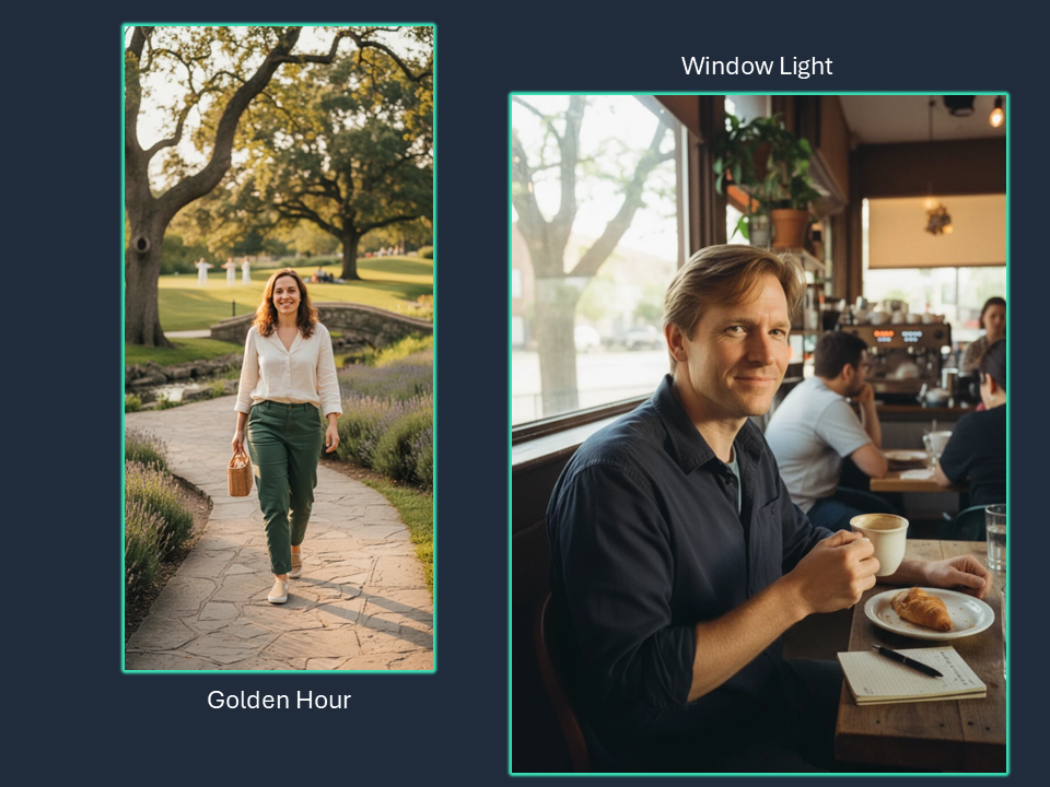Lighting examples showing different lighting styles and techniques